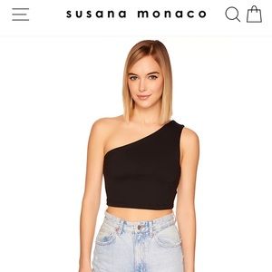 Susana Monaco Essential One Shoulder Crop Top